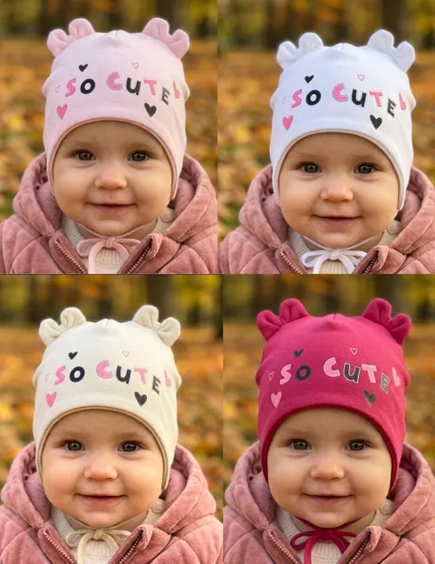 Czapka dla dziewczynki z wiązaniem So cute wiosna/jesień