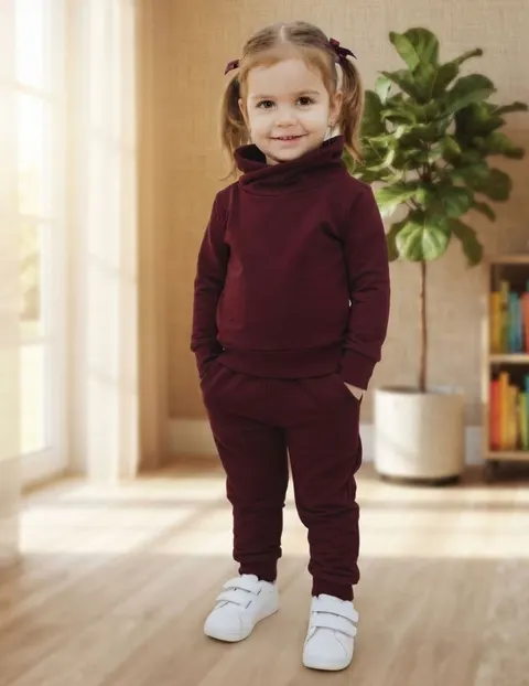 Komplet dresowy spodnie i bluza bordowy Basic