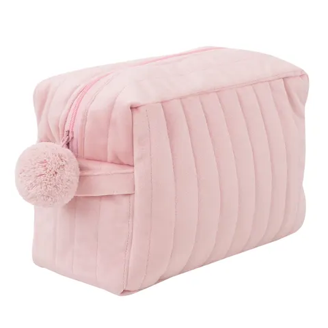 Pikowana kosmetyczka Velvet Pudrowy Róż