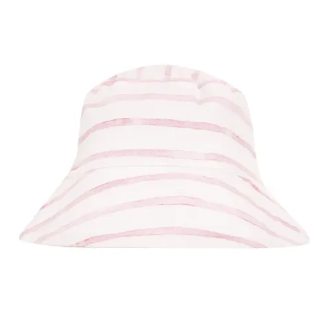 Kapelusz bambusowy Bucket Saint-Tropez Pink - Paski
