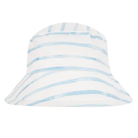Kapelusz bambusowy Bucket Saint-Tropez Blue - Paski