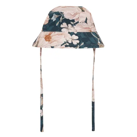 Kapelusz bambusowy Bucket Peonie Granat 0-6 mcy