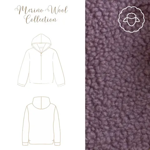 Kurtka bluza baranek z wełny merino lila