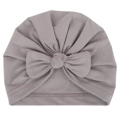 Bambusowy turban z kokardką 0-4 miesiące szary