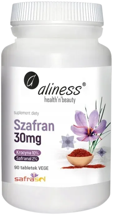 Aliness - Szafran Safrasol - 2%/10% 30 mg x 90 tabletek VEGE