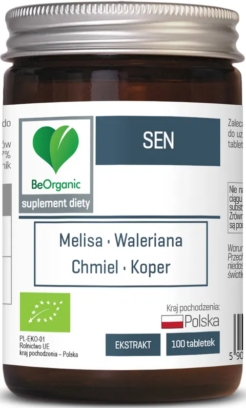 BeOrganic Sen BIO 450 mg 100 tabletek - Samopoczucie Psychiczne Sen i Odprężenie