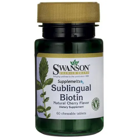 Swanson Biotyna 60 tabletek do ssania - Włosy Skóra Paznokcie