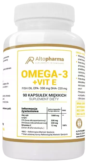 AltoPharma Omega-3 1000 mg 90 kapsułek - Serce Wzrok Mózg Krążenie Odporność