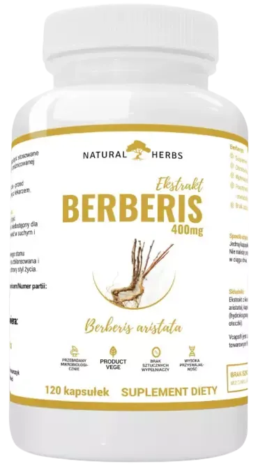 Berberis Ekstrakt 400mg Berberyna PRODUKT WEGE - Altopharma - 120 kapsułek