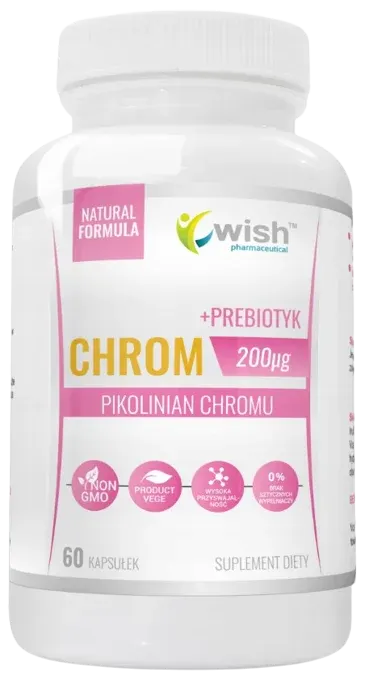 Wish Pharmaceutical - Chrom Pikolinian Chromu 200µg + Prebiotyk 60 kapsułek