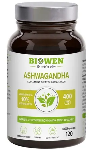 ASHWAGANDHA EKSTRAKT (400 mg) 120 KAPSUŁEK - BIOWEN