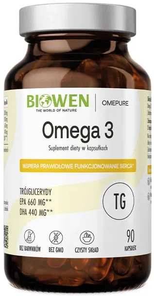 Omega 3 660 mg EPA, 440 DHA Biowen - 90 kapsułek serce, naczynia
