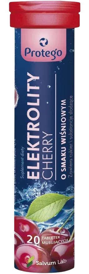 Salvum Protego Elektrolity Cherry 20 tabletek musujących - Nawodnienie Odporność