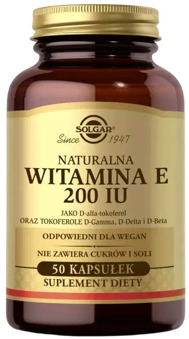 Solgar Naturalna Witamina E 134 mg 200 IU 50 kapsułek - Antyoksydant Skóra