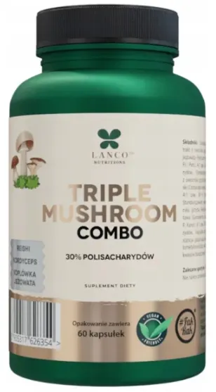 Lanco Nutritions TRIPLE MUSHROOM COMBO 60 kapsułek - Pamięć Koncentracja