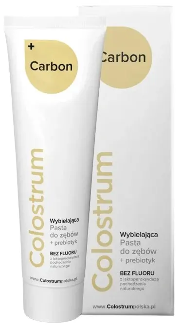 Colostrum Carbon Wybielająca Pasta do Zębów + Prebiotyk 75ml - Bez Fluoru Przyjemny Oddech