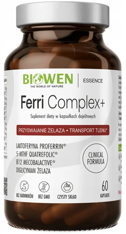 Biowen Ferri Complex+ 60 Kapsułek – Odporność Zmęczenie Hemoglobina