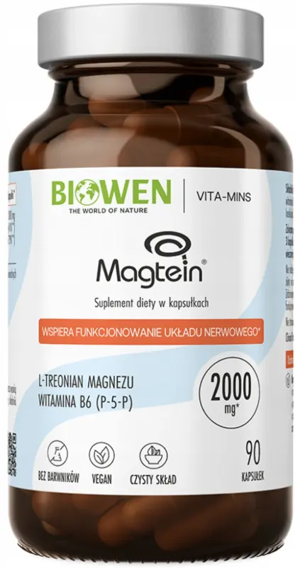 Biowen Treonian Magnezu Magtein 90 Kapsułek – Koncentracja Układ Nerwowy