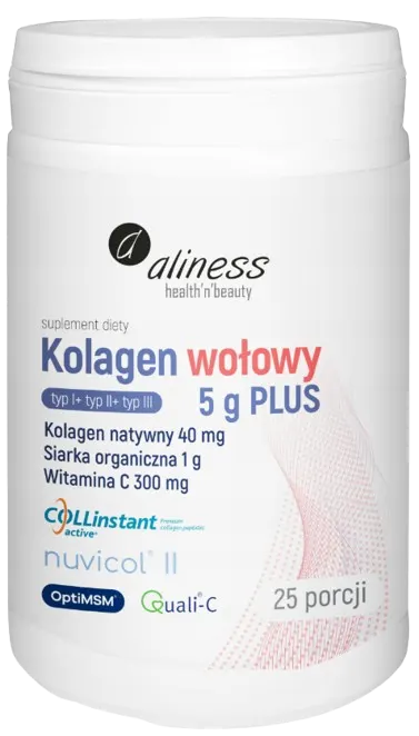 Aliness Kolagen wołowy 5 g PLUS Witamina C - Ruch Kości Stawy
