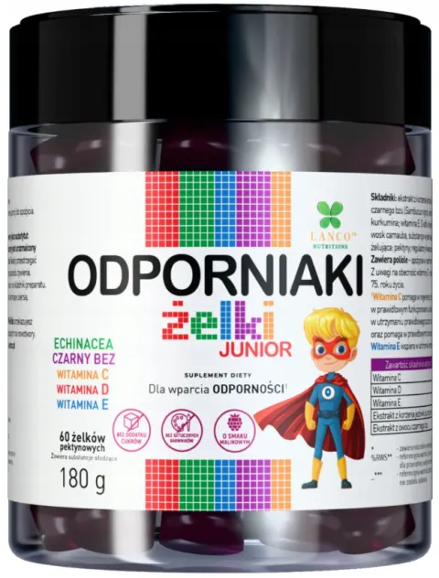 Lanco Nutritions Odporniaki Junior 60 żelek dla Dzieci Na Odporność Witamina C i D3