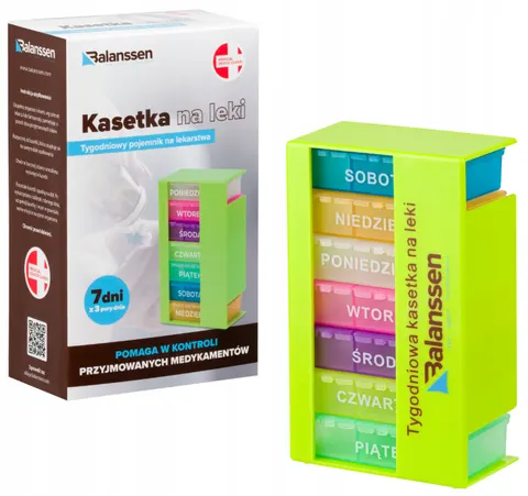 Kasetka na leki tygodniowa, 3 pory dnia (rano, południe, wieczór) Balanssen