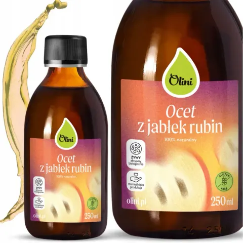 Olini Ocet z Jabłek Rubin 250ml Do napojów i dań Z pysznych polskich jabłek