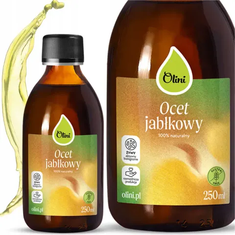 Olini Ocet jabłkowy 250 ml Skóra PCOS Cholesterol Poziom Cukru Kwaśny Smak
