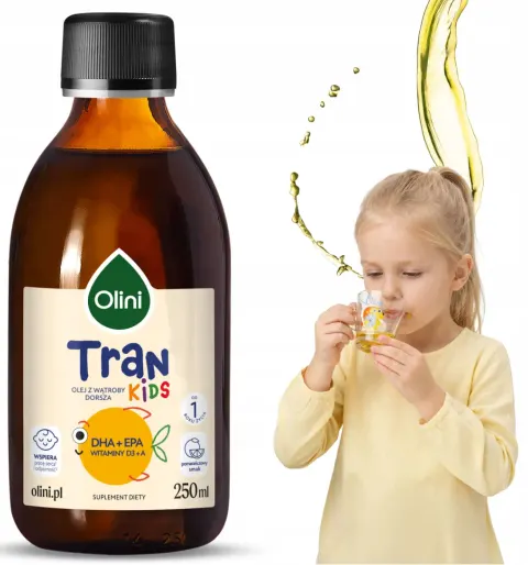Olini Tran Pomarańczowy 250 ml Kids Kwasy Omega-3 Witaminy A i D Krążenie