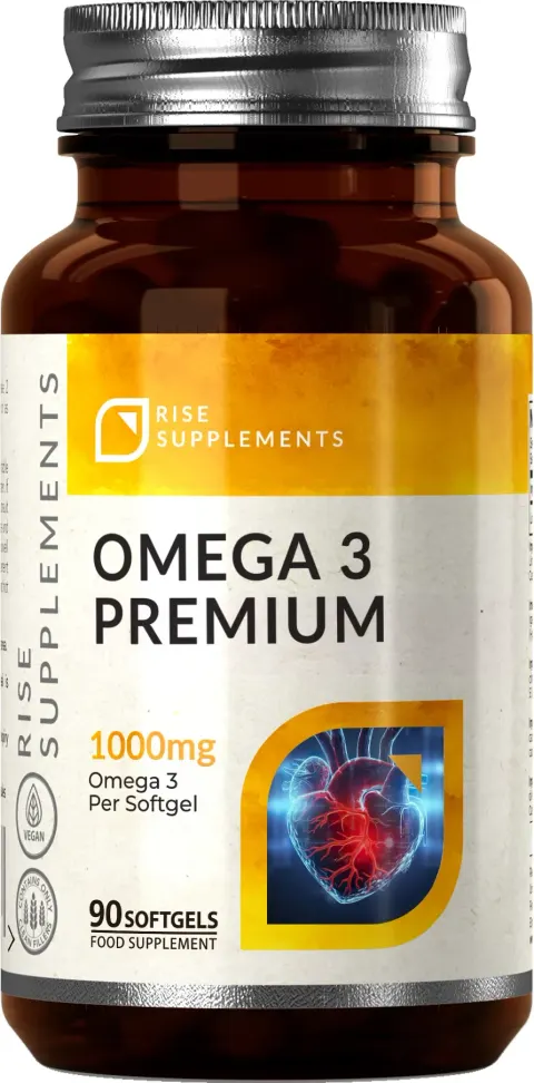 Rise Supplements Omega 3 Premium 1000 mg 90 kapsułek EPA DHA Serce Ciśnienie Krwi