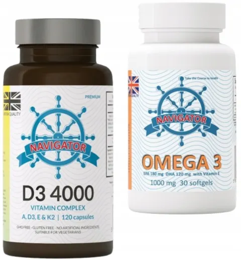 Zestaw - Cztery Pory Roku. Witamina D3 4000 Complex, 120 kapsułek + OMEGA 30 KAPS GRATIS