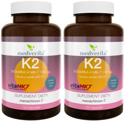 2 x Medverita Witamina K2 MK-7 (menachinon-7) 100 µg 120 kapsułek - Układ Krążenia Serce