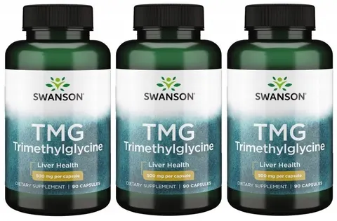 3 x Swanson TMG Betaina 500mg 90 kapsułek Wspomaga Zdrową Pracę Wątroby