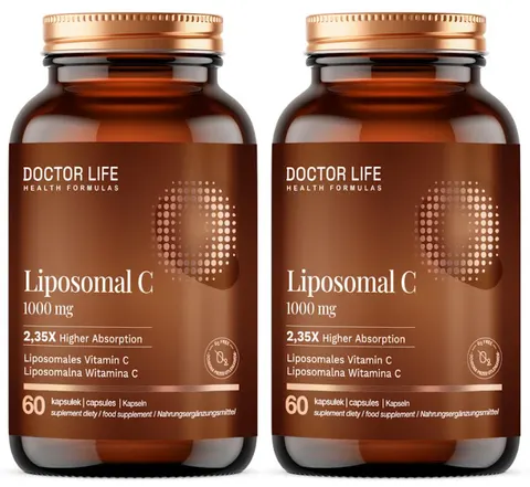 2 x Doctor Life Liposomal C 1000 mg 60 kapsułek Liposomalna Witamina C Lecytyna słonecznikowa