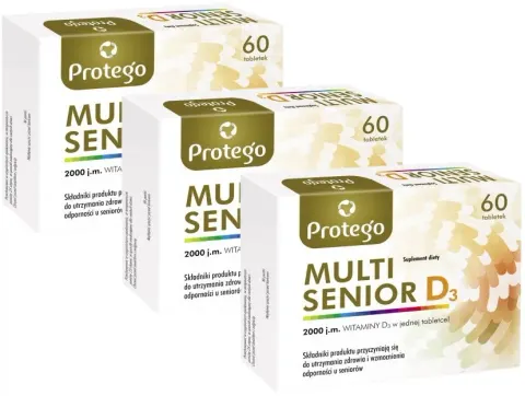 3 x Salvum Protego MULTI Senior D 60 Tabletek – Kompleks Witamin i Minerałów 60+
