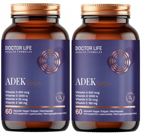2 x Doctor Life ADEK Optima 60 kapsułek witamina A D E K