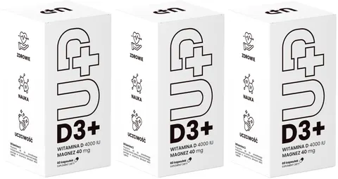 3 x UP Health Pharma UP D3+ 120 kapsułek – Odporność Kości Mięśnie