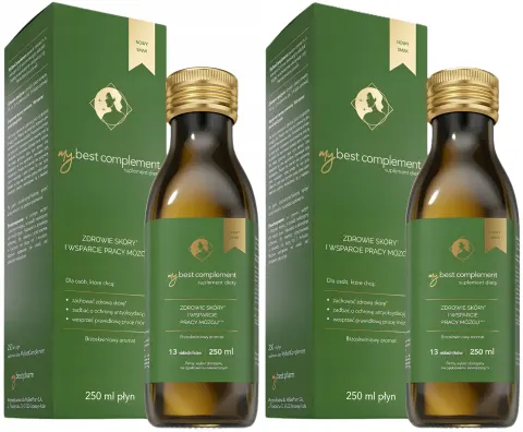 2 x MyBestPharm MyBestComplement Smak Brzoskwiniowy 250ml - Skóra Wzrok Serce Mózg
