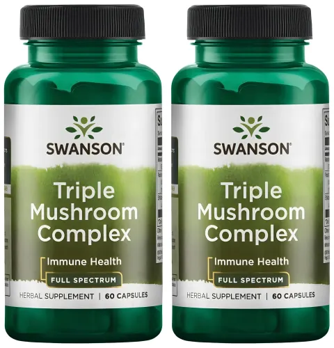 2 x Swanson Triple Mushroom Complex 60 kapsułek - Odporność Witalność Stres