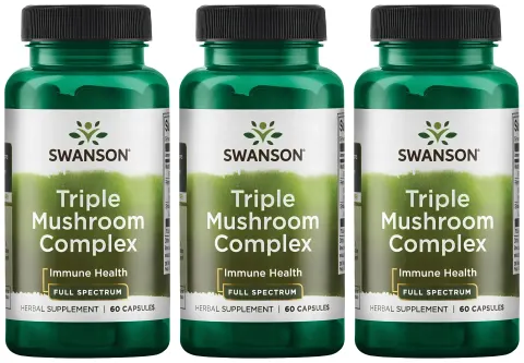 3 x Swanson Triple Mushroom Complex 60 kapsułek - Odporność Witalność Stres