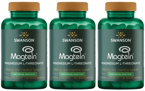 3 x Swanson Magtein L-Treonian Magnezu 90 kapsułek - Układ Nerwowy Zmęczenie