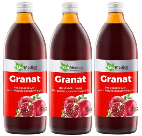 3 x Ekamedica Granat Sok 1000 ml Witamina C Odporność