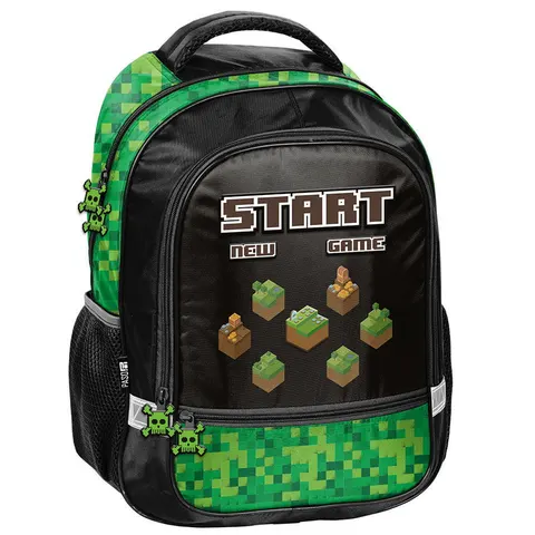 PASO Plecak Szkolny Młodzieżowy Dwukomorowy Minecraft Start New Game