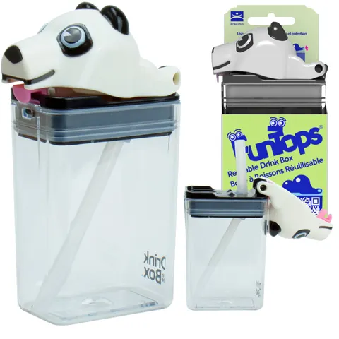 Drink In The Box Kwadratowy Bidon Fun Tops Tritan 235ml Panda