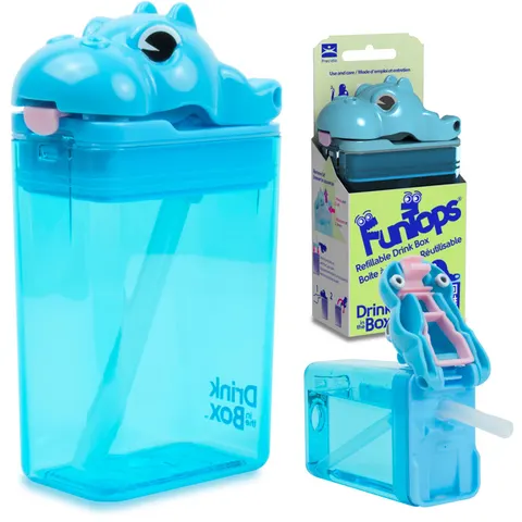 Drink In The Box Kwadratowy Bidon Fun Tops Tritan 235ml Hipopotam