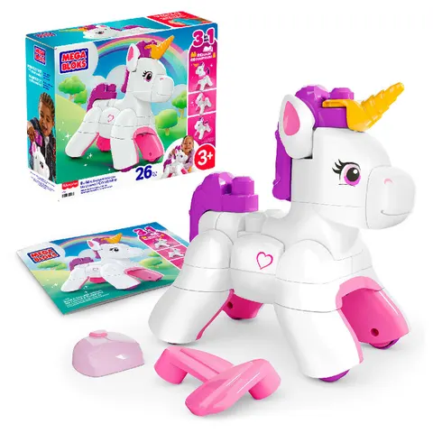 Mega Blocks Magiczny Jednorożec 3w1 Do Zbudowania Zestaw Klocki Dla Dzieci 26 Elementów 4+