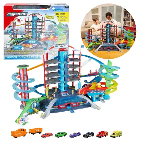 Majorette Super City Garage Garaż Duży XXL + 6 Pojazdów 5+