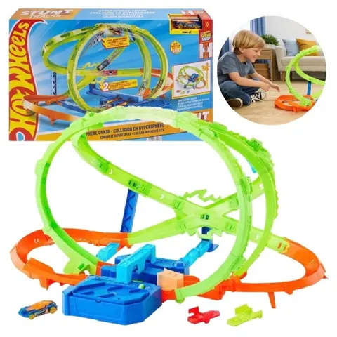 Tor Wyścigowy Hot Wheels Hipersfera Stunt Tracks Zestaw Z Samochodzikiem Dla Dzieci 5+