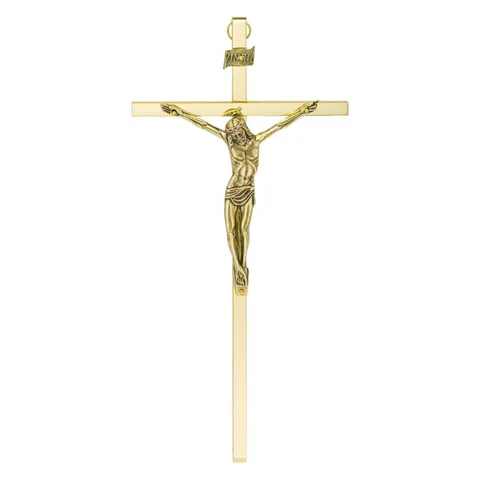 Krzyż wiszący złoty-mosiądz 26cm
