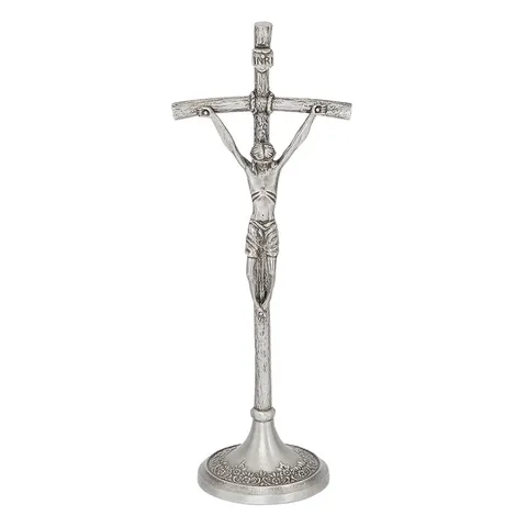Krzyż stojący srebrny papieski-patyna 31 cm