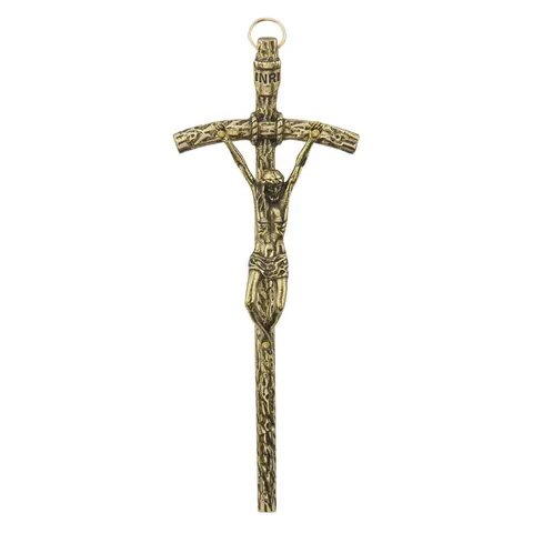 KRZYŻ WISZĄCY PAPIESKI MOSIĄDZ-PATYNA 14,5CM